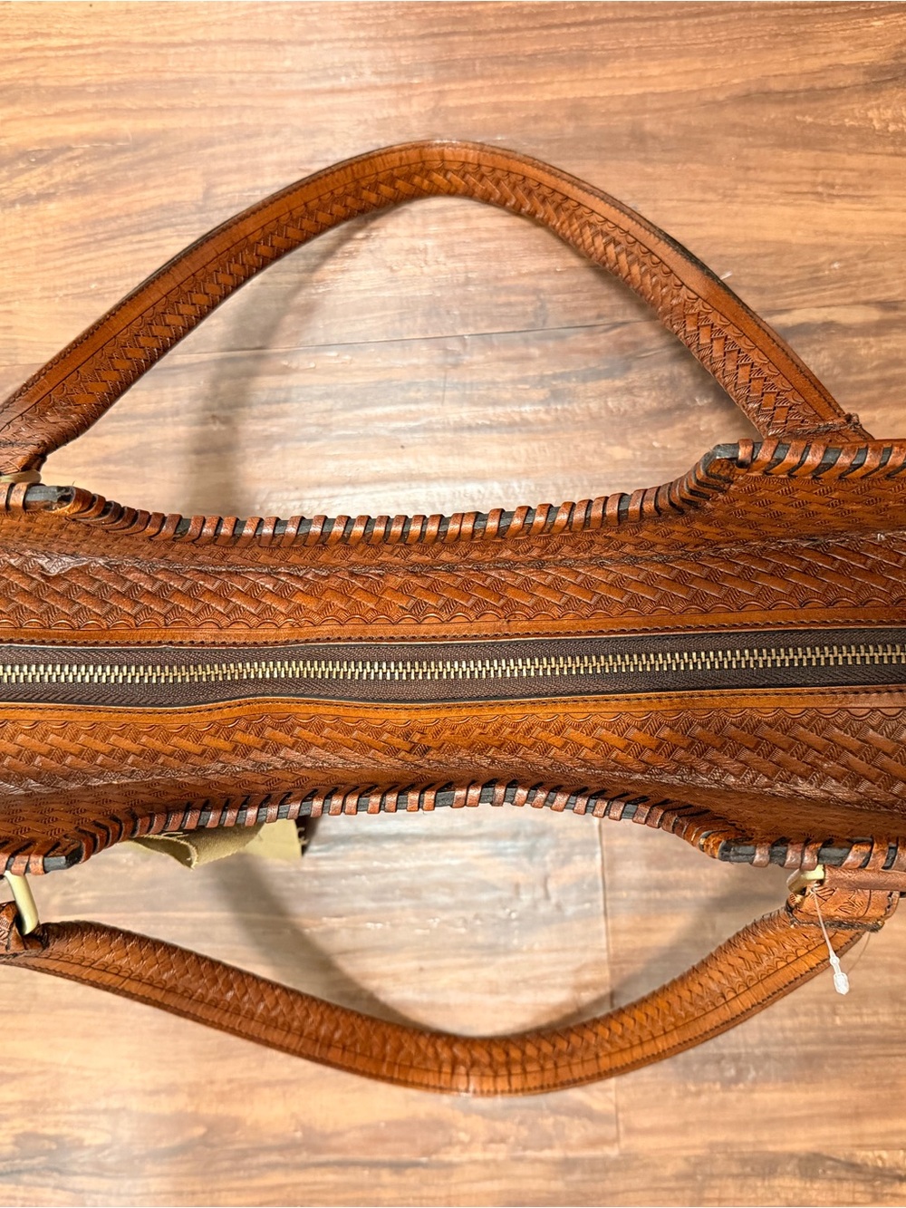 Tooled Leather Shoulder Bag in Brown by Vilenca - Picture 6 of 8